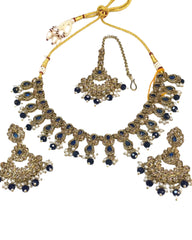 Navy Blue - Large Size Necklace Set with Earrings - PRI1753 H 0424