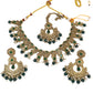 Green - Large Size Necklace Set with Earrings - PRI1752 KK 0424