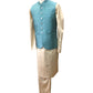 Turquoise Blue - Handloom Dupion Silk Mens Waistcoat - DL2303 KKp1023