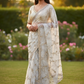 Cream / Gold - Rich Bridal Saree with Allover Embroidery and Blouse Piece - UK stock - 24hr Dispatch - RS2518 AJ