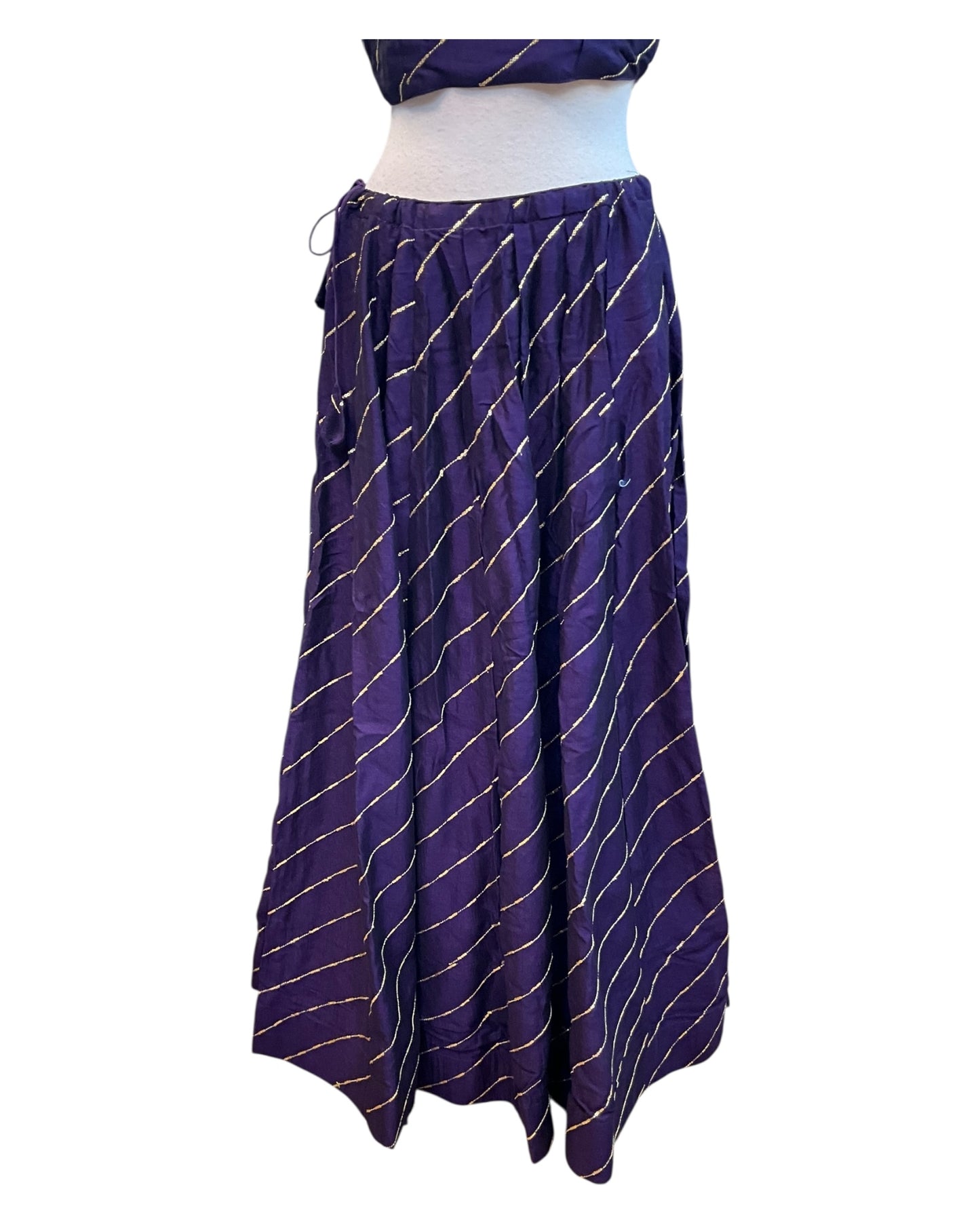 Dark Purple -  Dupion Silk Lehenga Set - Garba / Dandia , Mehndi / Sangeet / Weddings - Size UK 12 (38" Bust) Adjustable to Size 14 - UK Stock - 24h Dispatch - AF2506 09TY25