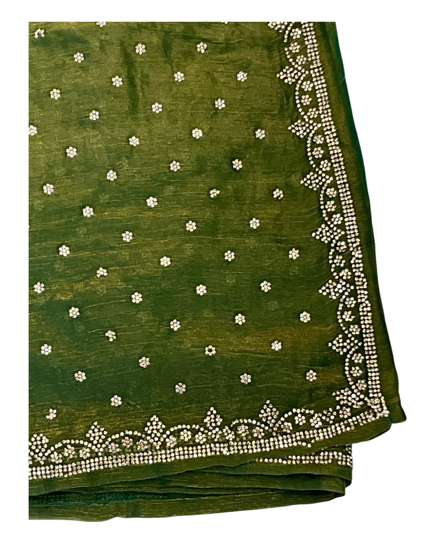Green - Rich Saree with Stone Work Border and Blouse Piece - UK stock - 24hr Dispatch - RS2501 TH