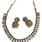 Navy - Small - Antique Gold Finish Necklace Set with Earrings - AE2402 C 0724