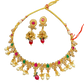 Red / Green - Medium Size Necklace Set with Earrings - SLV11KV 0822