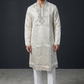 SALE! Size 42" - White - Mens Brocade Kurta Top only, Knee Length - SALE2607