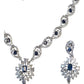 Navy Blue - American Diamond Style Silver Finish Small Size Necklace Set with Earrings - AE2421 11R24