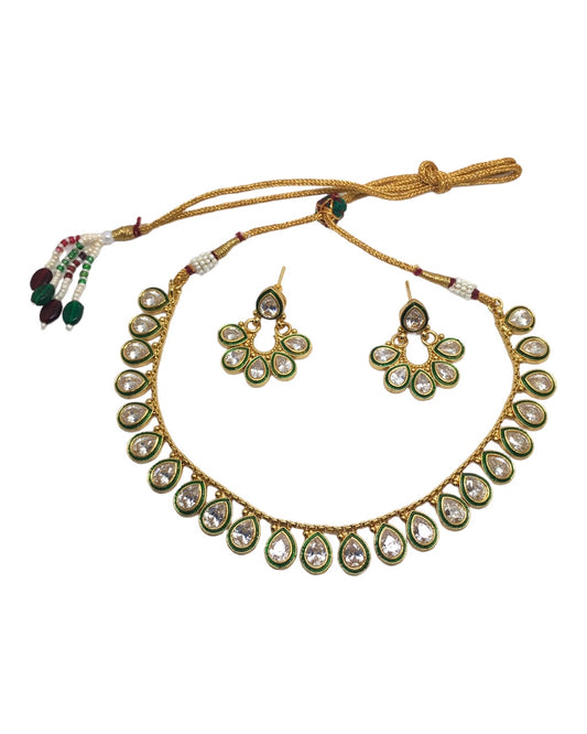 Clear - Small Reverse Stone Necklace set - Bollywood - Weddings - SV905 A 0923