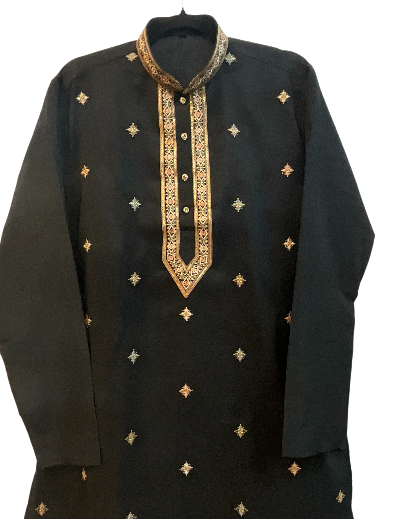 Black - Soft Cotton Silky Mens Kurta Set with Neck Thread Embroidery- Sangeet Mehendi Haldi - KCS1025 06VY26