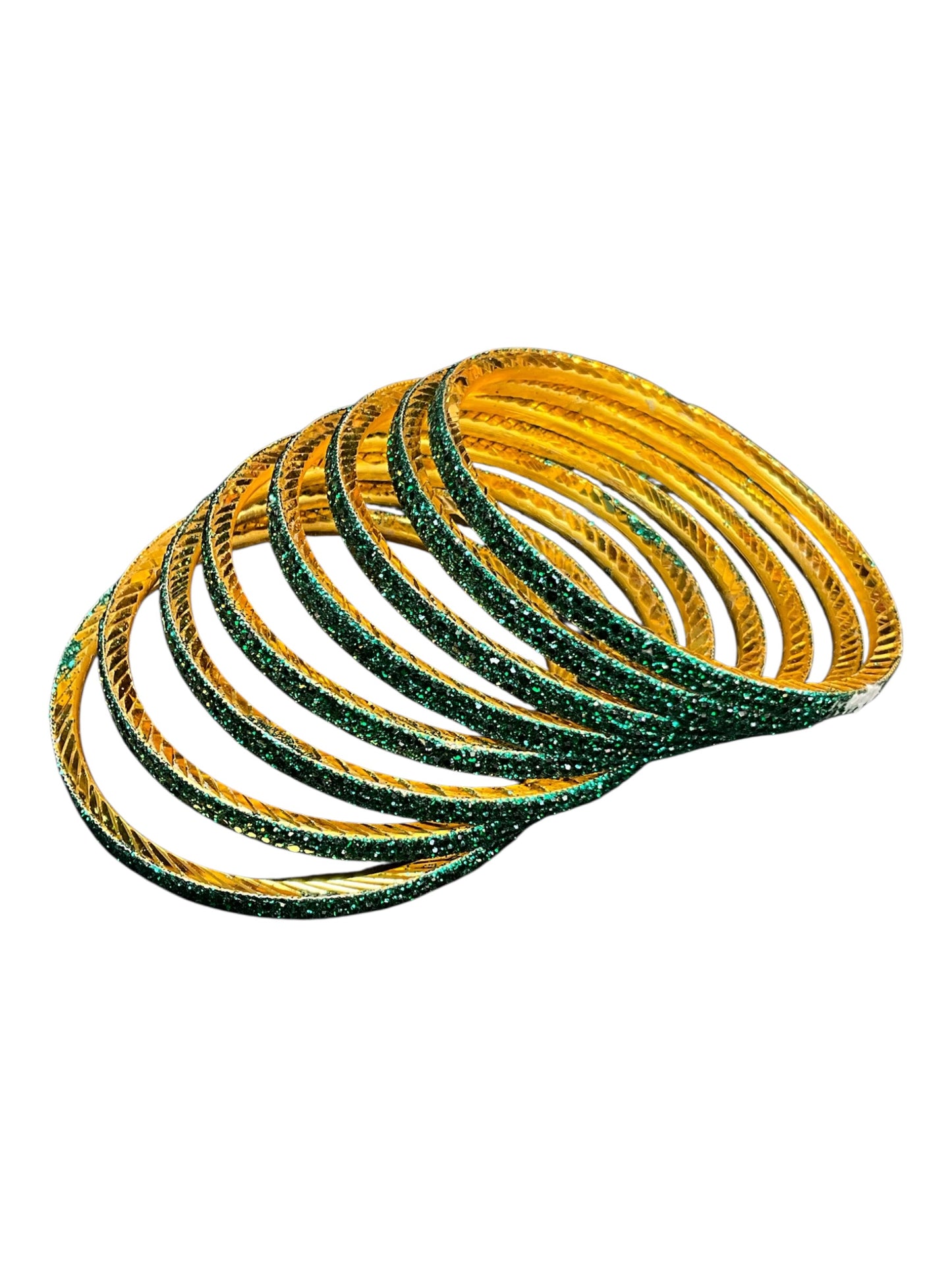 Jade / Rama Green - Set of 8 Stone Bangles -  M to XXL - HAN2601 07Ka26