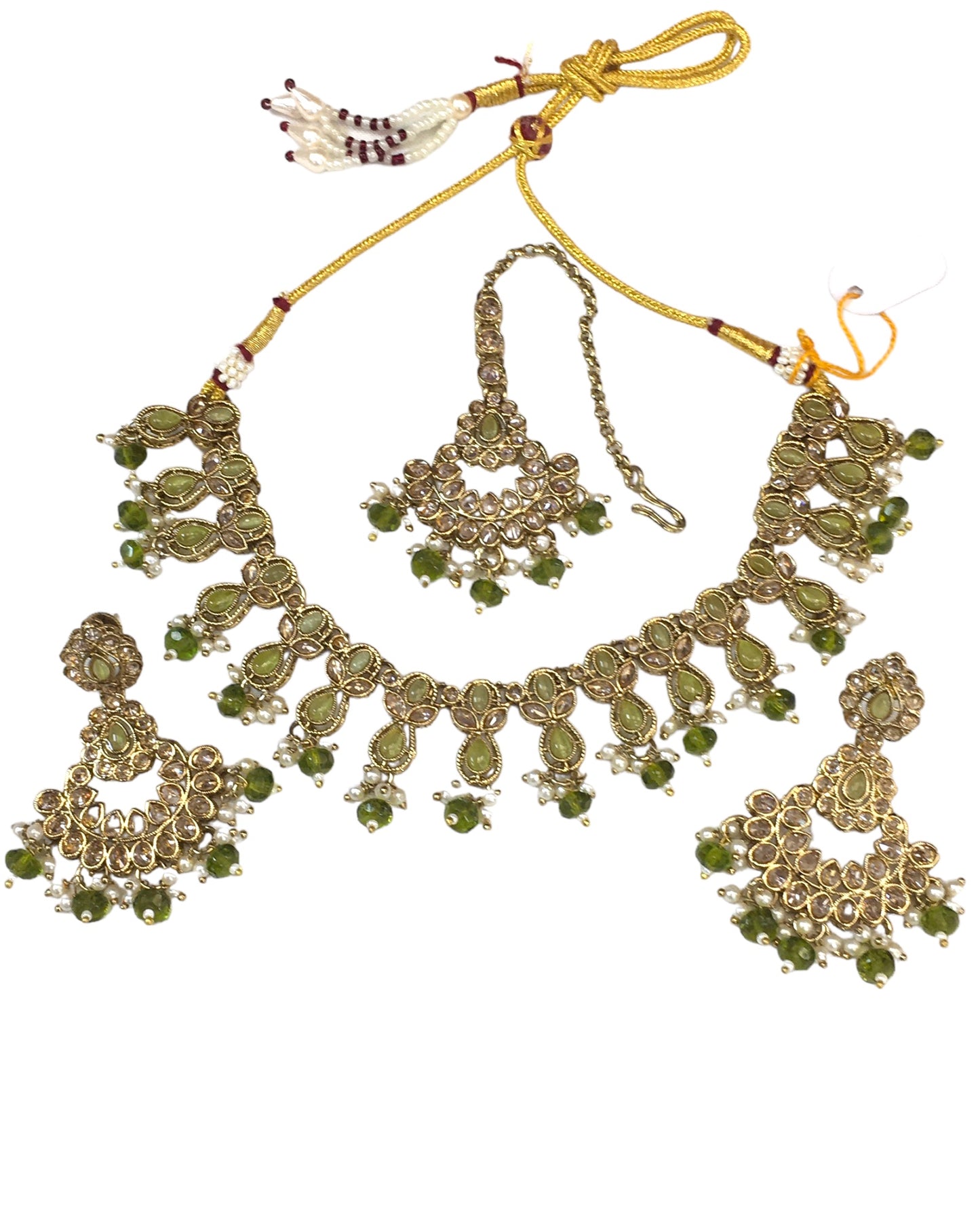 Henna Green - Large Size Necklace Set with Earrings - PRI1753 H 0424
