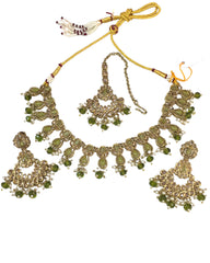 Henna Green - Large Size Necklace Set with Earrings - PRI1753 H 0424