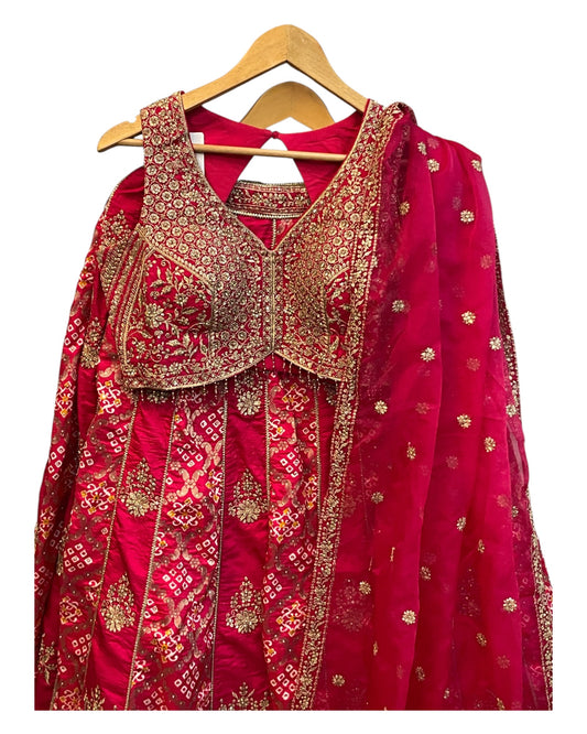 Size 12 / 38" Bust - Fuchsia Magenta Pink - Ready Made Short Top Lehenga Set - UK Stock - 24h Dispatch - SC1655 09HP25