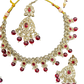 Fuchsia Pink - Large Size Antique Gold Finish Necklace Set with Earrings & Tika (Head Piece) - UK Stock - JIG86 08C25