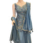 Bluish Grey - Designer Ladies Medium Top Palazzo Trousers Suit - Size 12 (38") - VMK AQUA 09AP25