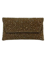 Dark Gold Finish - Rich Hand Embroidered Clutch Bag / Handbag - AKB235 05KP25