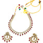 Dark Pink / Magenta - Small Size Antique Gold Finish Necklace Set with Earrings - Bollywood - AE2519 08C25