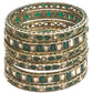 Antique Gold Finish GREEN Reverse Stone Bangles (Set of 6) - Mix N Match - SR219R