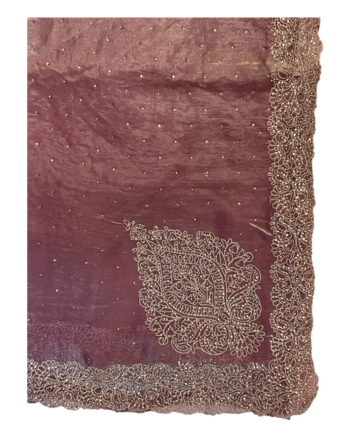 Dusty Pink - Rich Saree with Thread / Stone Embroidery and Blouse Piece - UK stock - 24hr Dispatch - RS2525 VJ