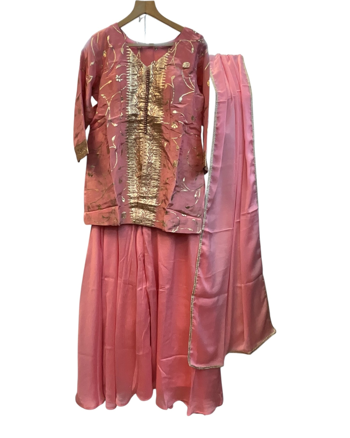 UK 16 / 42" - Baby Pink- Ladies Sharara / Palazzo Trousers Suit - UK Stock - Sangeet / Henna / Weddings - DIL29006 VP