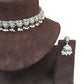 Clear - Small Size Silver Finish Necklace Set with Earrings - VJY401  A 0424