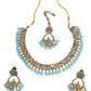 Light Blue - Antique Gold Finish Necklace & Earrings Set - Bollywood - Weddings - KAJ1039 11KK24