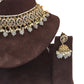 Grey - Medium Size Antique Gold Finish Choker Necklace Set with Earrings - RAK149  C 0424