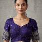 Size 36" / UK 10 - Purple - Zari Embroidered Silk Blouse with Elbow-Length Sleeves - UK Stock - With Margin inside - VAM1296 - KY