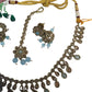 Sky / Light Blue - Medium Size Antique Gold Finish Necklace Set with Earrings - KAJ1017 04C24
