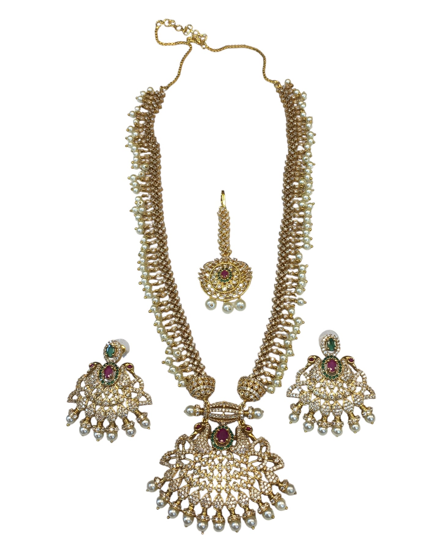 Gold & Stone - Gold Finish Long Necklace set - Bollywood - Weddings - AE2418 11VK24
