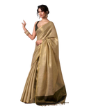 Gold - Classic Plain Cotton Silky Fancy Saree with Blouse Piece - UK Stock - 2/3 days Delivery  12KV25 RP515