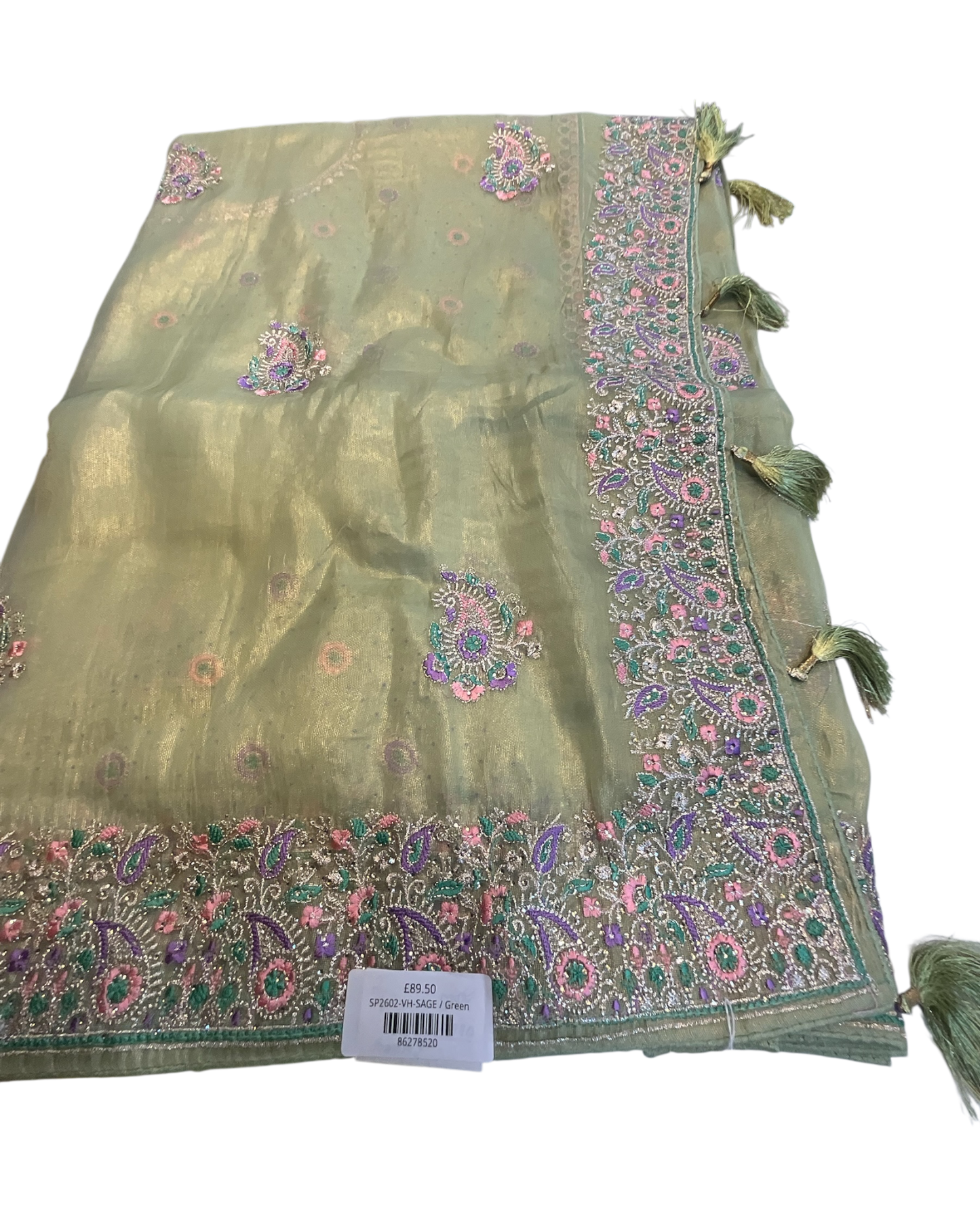 Sage Green - Fancy Party Saree with Blouse Piece - UK stock - 24hr Dispatch - SP2602 VH