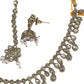 Clear / Neutral - Medium Size Antique Gold Finish Necklace Set with Earrings - KAJ1017 04C24
