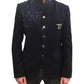 Navy Blue - PREMIUM Mens Self Brocade BandhGala / Prince / Chinese Collar Jacket with Hand Embroidery - Fantastic Fit - CS2507 03AY25