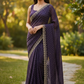 Purple - Rich Saree with Stone Work and Blouse Piece - UK stock - 24hr Dispatch - RS2514 VC