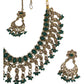 Green - Medium - Antique Gold Finish Necklace Set with Earrings - RAK185 Cp 0724