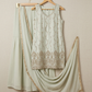 UK 16 / 42" - Cream / Light Gold - Crepe Ladies Sharara / Palazzo Trousers Suit - Sangeet / Henna / Temple - OC76137 TA
