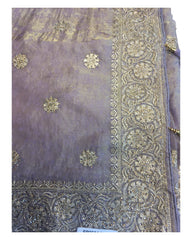 Purple - Tissue Chiffon - Party Wear Embroidered Saree with Blouse Piece - SP250421 TV