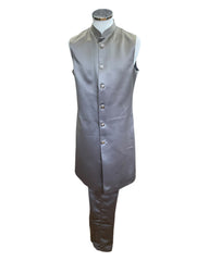 Grey - PREMIUM Mens Knee Length  Jacket with Long Waistcoat - Sherwani / Indo Western - Fantastic Fit - KCS6633 05RY25
