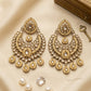 Clear Stones - Royal Teardrop Kundan & Pearl Chandbali Earrings - 6ER240 10Rp26