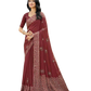 Brick Red / Rust - Chiffon Printed Saree with Blouse Piece - UK stock - 24hr Dispatch - LTF101 07KT26