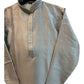 Silver Grey - Banarasi Handloom Brocade Mens Indian Kurta set with Trousers - UK Stock - Weddings / Walimas , Sangeet, Diwali, Eid, Mehndi / Henna - VEE2443 VR