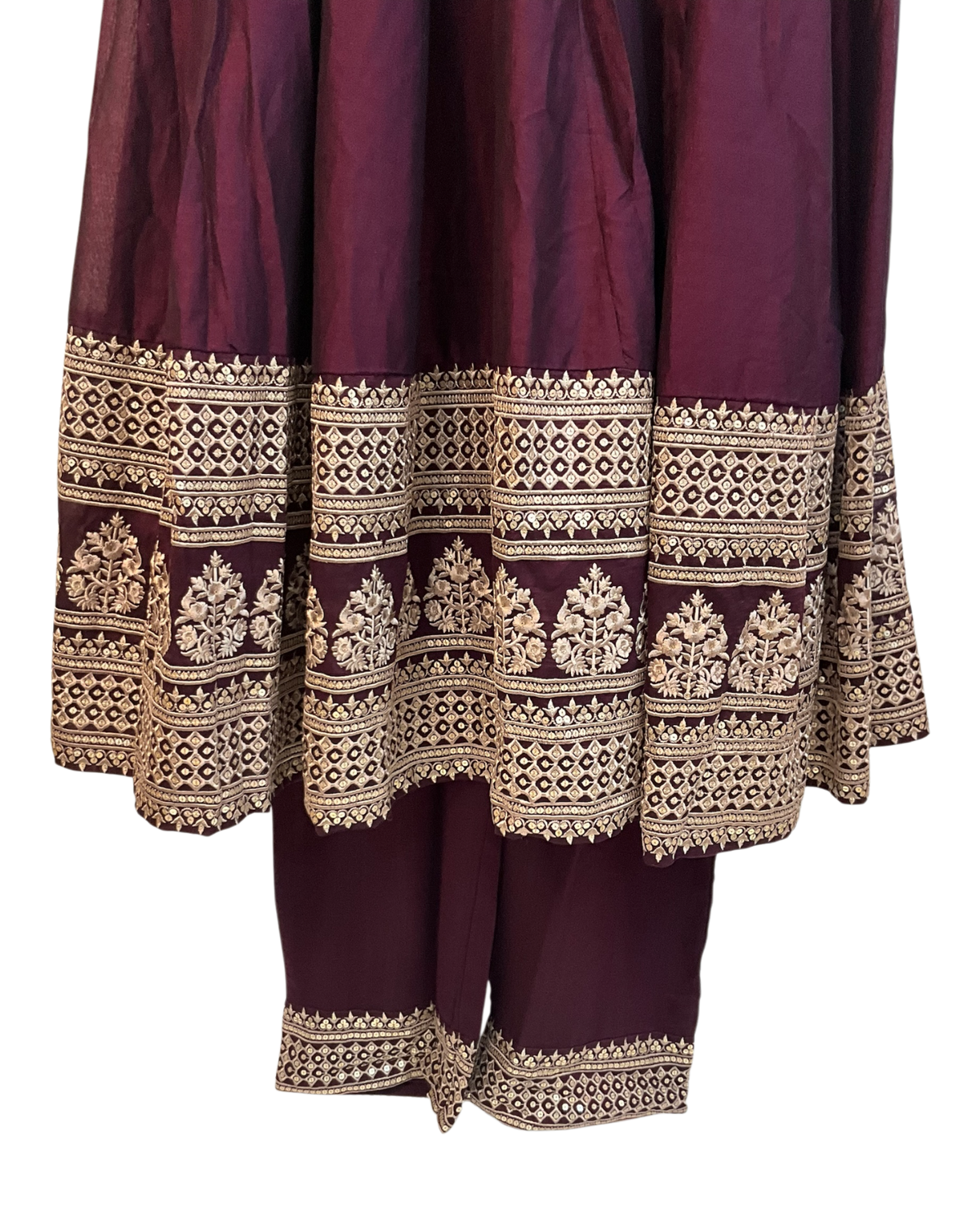 Size 12 (38") - Wine - Designer -  Ladies Long Top / Dress Anarkali Trousers Suit - VMK Afsana 04RA26