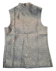 Grey - Banarasi Handloom Brocade Mens Waistcoat - UK Stock- Dispatch in 24 hrs - KCS241101 KK