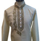 Cream / Light Gold - Rich Silky Mens Indian Kurta set with Hand Embroidery - Weddings / Walimas , Sangeet, Mehndi / Henna , Eid / Diwali - BS2507 01JV25