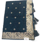 Teal - Silky - Party Wear Embroidered Saree with Blouse Piece - SP250409 VP