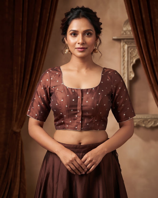 Size 42" / UK 16 - Maroon - Saree blouse with cups - UK Stock - Quick Delivery - VAM1351 - C