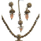 Peach - Small Size Antique Gold Finish Necklace Set with Earrings & Head Piece /Tika- SLV79  11A24