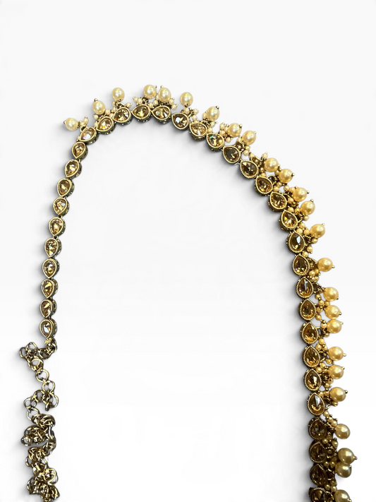 Royal Teardrop Kundan & Pearl Saree Belt (Kamarbandh) - 6BL24 10KV26