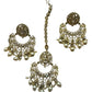 Gold Stone - Large Size Antique Gold Finish Long Necklace Set with Earrings - AVON8022 KH 0525