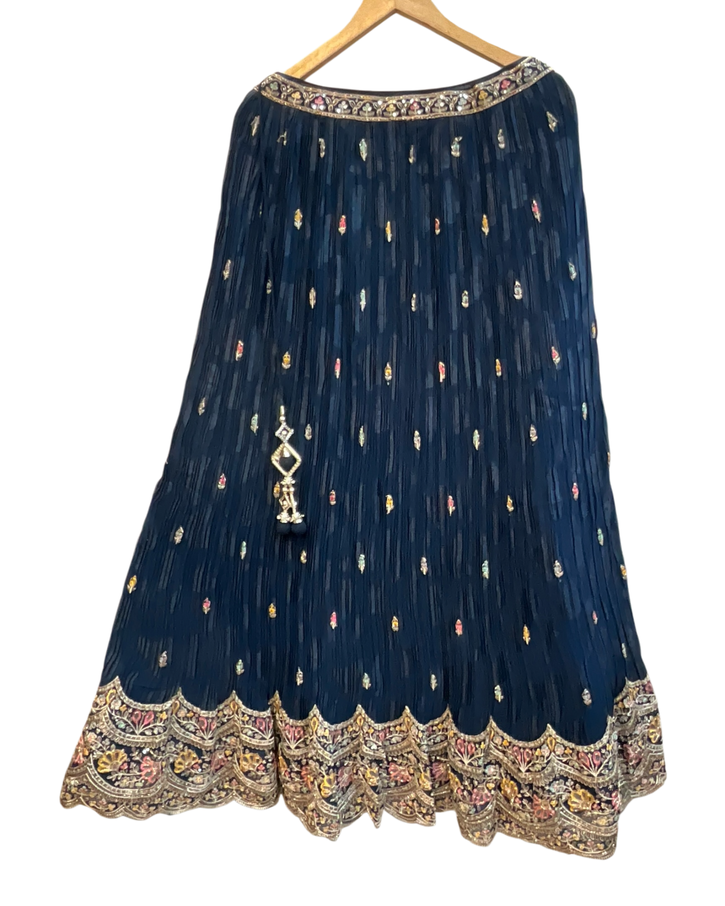 Size UK 14 (40" Bust) Adjustable to Size 16 - Petrol Blue - Banarasi Silky Lehenga Set - Mehndi / Sangeet / Bridesmaids / Weddings / Garba  - UK Stock - 24h Dispatch - JF10505 05PV26